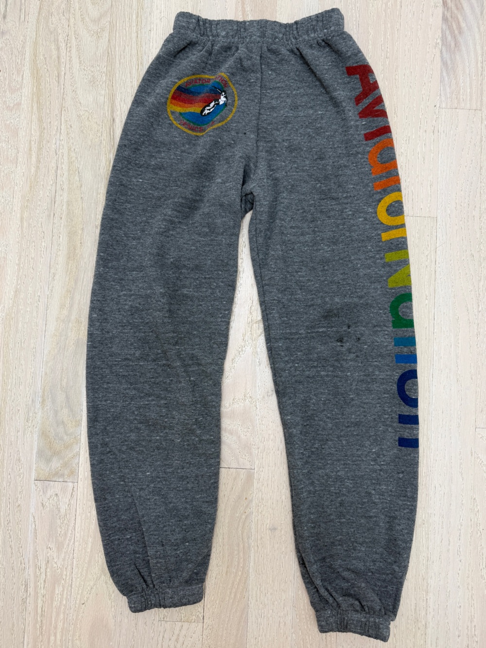 Aviator Nation Kids' Gray Sweatpants with Rainbow Logo
